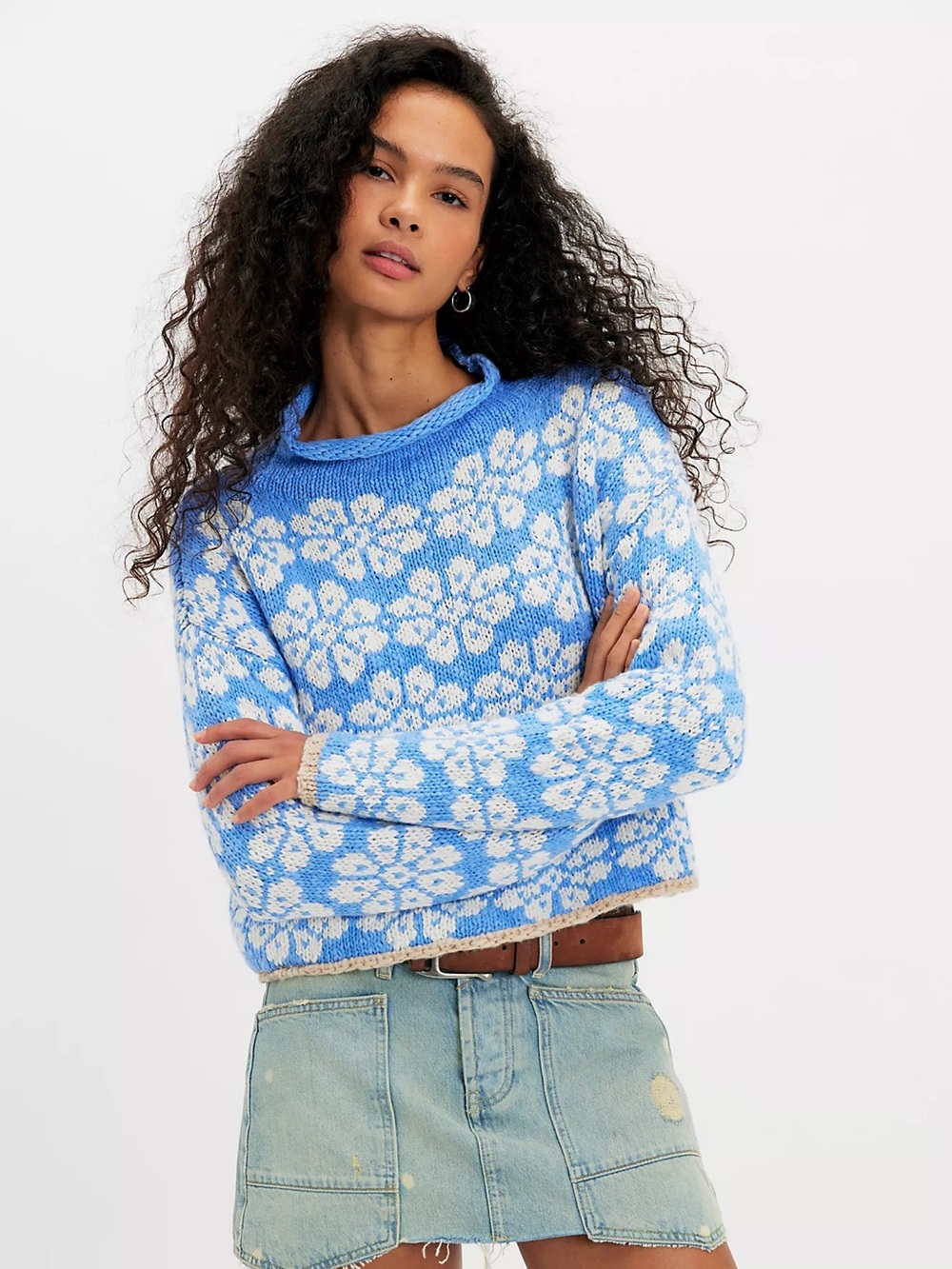 Free People Opal Rollneck Knit Patterned Sweater